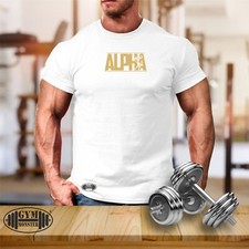Alpha T Shirt Gym Clothing Bodybuilding Training Workout Fitness Muscles MMA Top