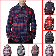 Mens Plaid Flannel Long Sleeve Check Work Shirt Lumberjack Brushed Shirt M - 6XL