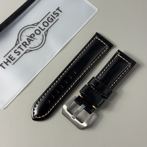 Black leather watch - leather, band