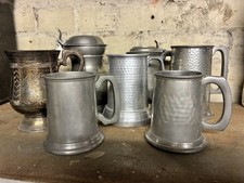 Set of 7 Vintage Pewter Mugs