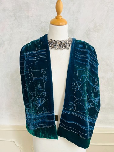 Teal turquoise devore silk - teal,