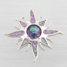 Starburst Mystic Topaz Lavender Purple Fire Opal Silver Jewelry Necklace Pendant