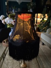 Bella - 8” Victorian Fringed Lampshade - House Of Hackney Artemis Velvet - Black