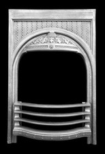 RESTORED CAST IRON FIRE SURROUND FIREPLACE INSERT SQUARE FRAME EDGE
