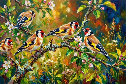 Goldfinch birds canvas picture - canvas,