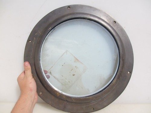 Antique brass porthole window - porthole,