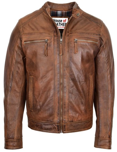 Mens real leather biker jacket - mens,