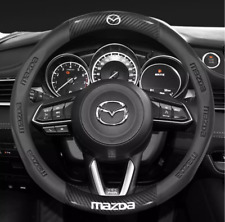 15" PU Leather+Carbon fiber Steering Wheel Cover For 1967-2025 Mazda All models
