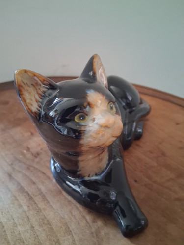 Ceramic seated black - black, cat