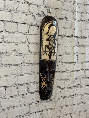 50cm gecko mask carved wooden - carved,