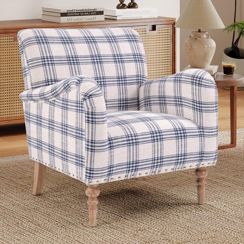 Mid century blue - blue, plaid