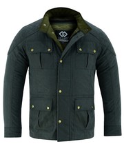 Men's Waterproof Classic Green Wax Cotton Motorcycle Jacket Textile Biker Armour