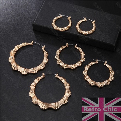 Bamboo hoops set gold silver - bamboo, gold/silver