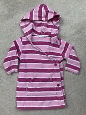 JoJo Maman Bébé Girls Striped Towelling Hooded Robe Pink Age 1-2 Years