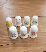 7x Mix of Bone China Floral Thimbles