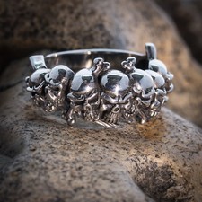 Magnificent 7 Skull Ring .925 sterling silver Polished Metal Biker Gothic..