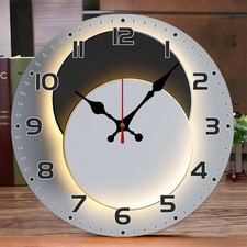 Moon Phase Wooden Round Silent Hanging Wall Clock Home Office Decoration Clock