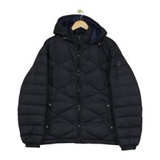 Hugo Boss Puffer Jacket Mens Size 44 Black Down Hooded Full Zip