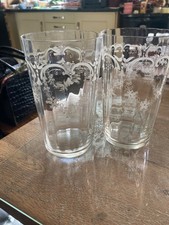 Pair large vintage etched