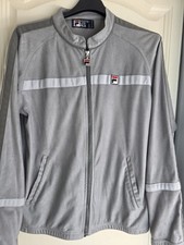 Fila Vintage White Line Velour Track Jacket Medium Mens