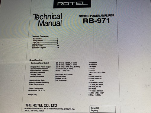 Rotel 971 service manual - ,