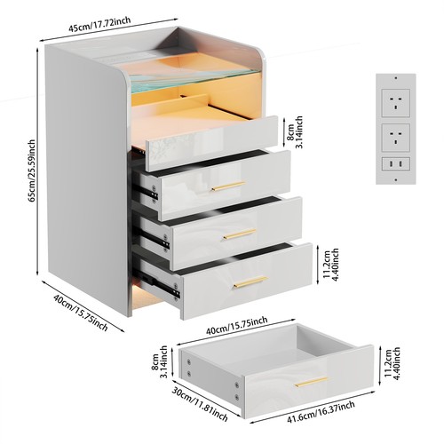 Drawers led nightstand - drawers,