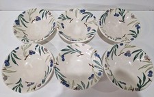 Royal Winton Blueberry Cereal Soup Bowls Hand Decorated Spongeware England RARE 