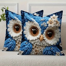 2 X Blue Owl Floral Cushion
