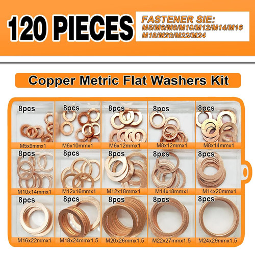 120 pieces copper washers - 120,