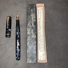 VINTAGE MABIE TODD SWAN 5242 SELF FILLER MARBLE FOUNTAIN PEN 14ct NIB BOXED