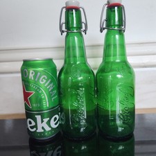 Grolsch Pilsner Beer Bottles, 450ml x Two. in Green Glass.