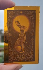 Stained glass Hares permanently kiln fired piece 7 cm x 4 cm amber glas