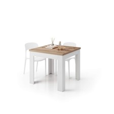 Square Extending Kitchen Dining Table Butterfly Flip Top Seats up to 8 Two Tone
