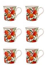 6x Peach Mug Set Fine China