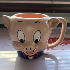 Vintage 1989 LOONEY TUNES PORKY PIG Ceramic MUG Warner Brothers 4" 