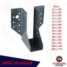 JOIST HANGERS HEAVY DUTY FACE FIX HANGER TIMBER GALVANISED 2mm STEEL