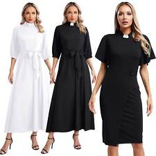 UK Women Church Clergy Minister Dress Elegant Clergy Maxi Dress Costume Robe