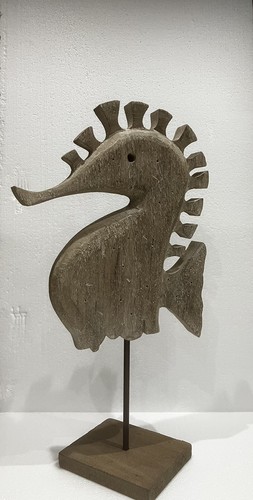 Large wooden seahorse figure - seahorse,