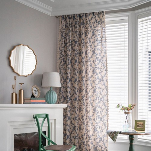 Vintage blue floral cotton - vintage,
