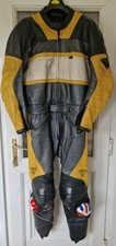 Triumph Triple Collection Leather Suit 2-piece 44UK 54EU Yellow Grey VINTAGE 90s