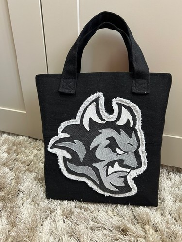Handmade black denim bag - black, with
