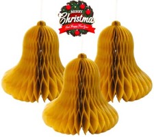3 x Christmas Bells Party Decor Honeycomb Paper Tablescape Table Decoration