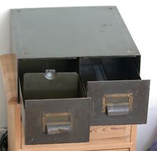VINTAGE 36cm Metal Filing Drawers - Mid Century Cabinet Office Storage Green