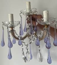 Vintage lilac teardrop Murano glass chandelier wall light