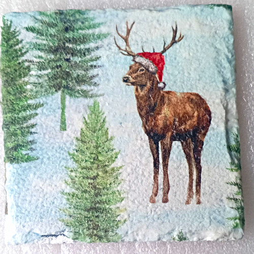 Handmade natural slate coaster - handmade,