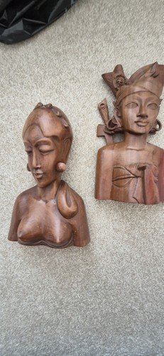 Pair wooden carved - pair,