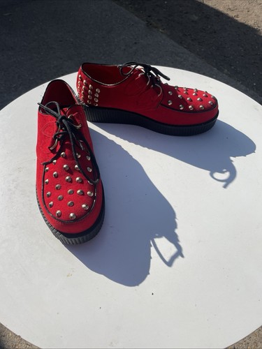 Creepers red studs - creepers, women