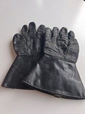 Mens Vintage Black Leather Gauntlet Motorcycle Gloves