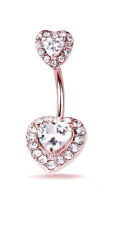 Heart Belly Button Bar Barbell Crystal Drop Dangle Body Piercing Navel Ring Bars