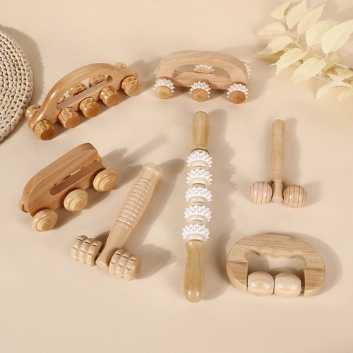 Handheld wooden massage roller - wooden,
